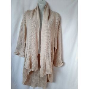 Cabi beige linen blend sz small open sweater cardigan